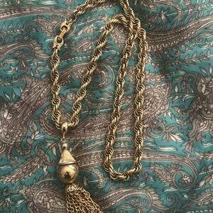 Vintage Necklace with tassel gold tone